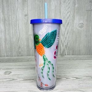 RARE 2017 Starbucks Quetzal Bird Flowers 24oz Acrylic Cold Cup Tumbler Venti